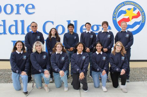 Middle College Decathlon Team: Coach Allen Tong, Nicolo Wheaton, Richard Harmiel, Drevin Rivera, Coach Janet Bengtson, John Bengtlon. Gwynith Champlin, Lana Moore, Clarissa Morgan, Naeryhl Ronquillo, Gurmannat Chalotra, Kylie Valentino